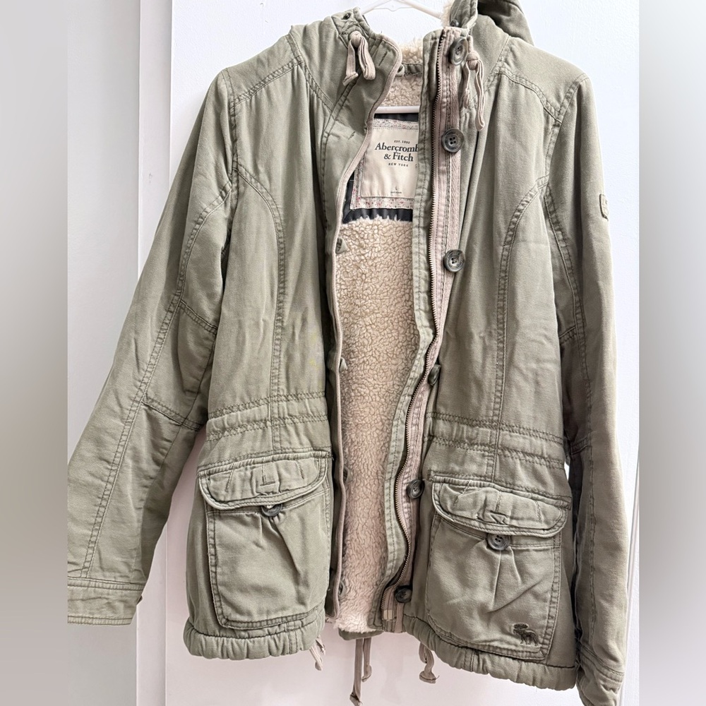 Abercrombie & Fitch Green Sherpa Jacket